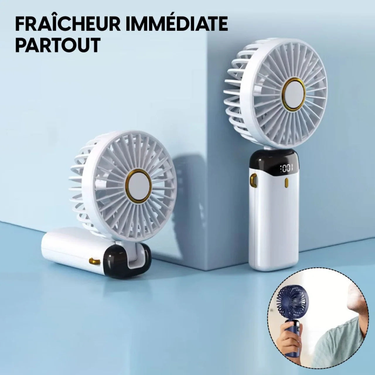 Mini Ventilateur LED Portable Pliable 5 Vitesses – Rechargeable USB