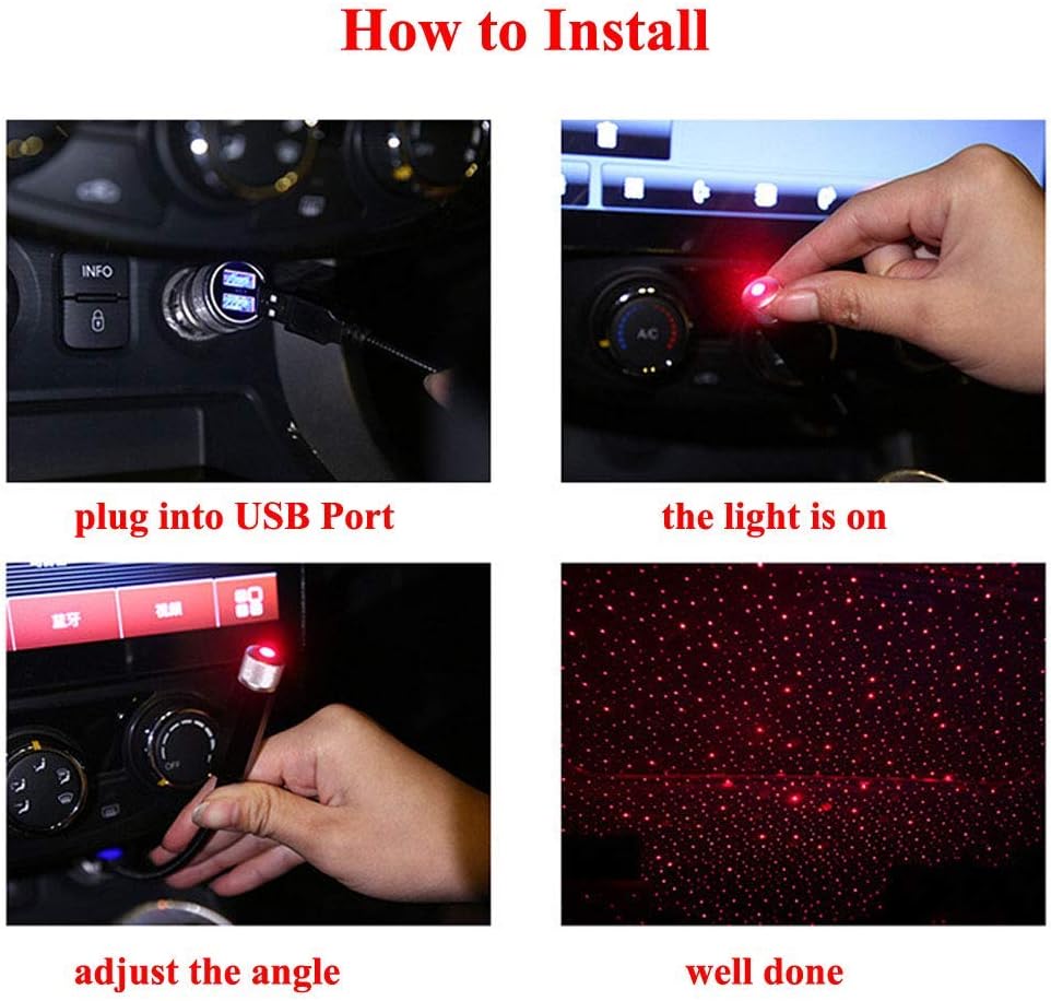 Car USB Laser Light Atmosphere مصباح سقف السيارة