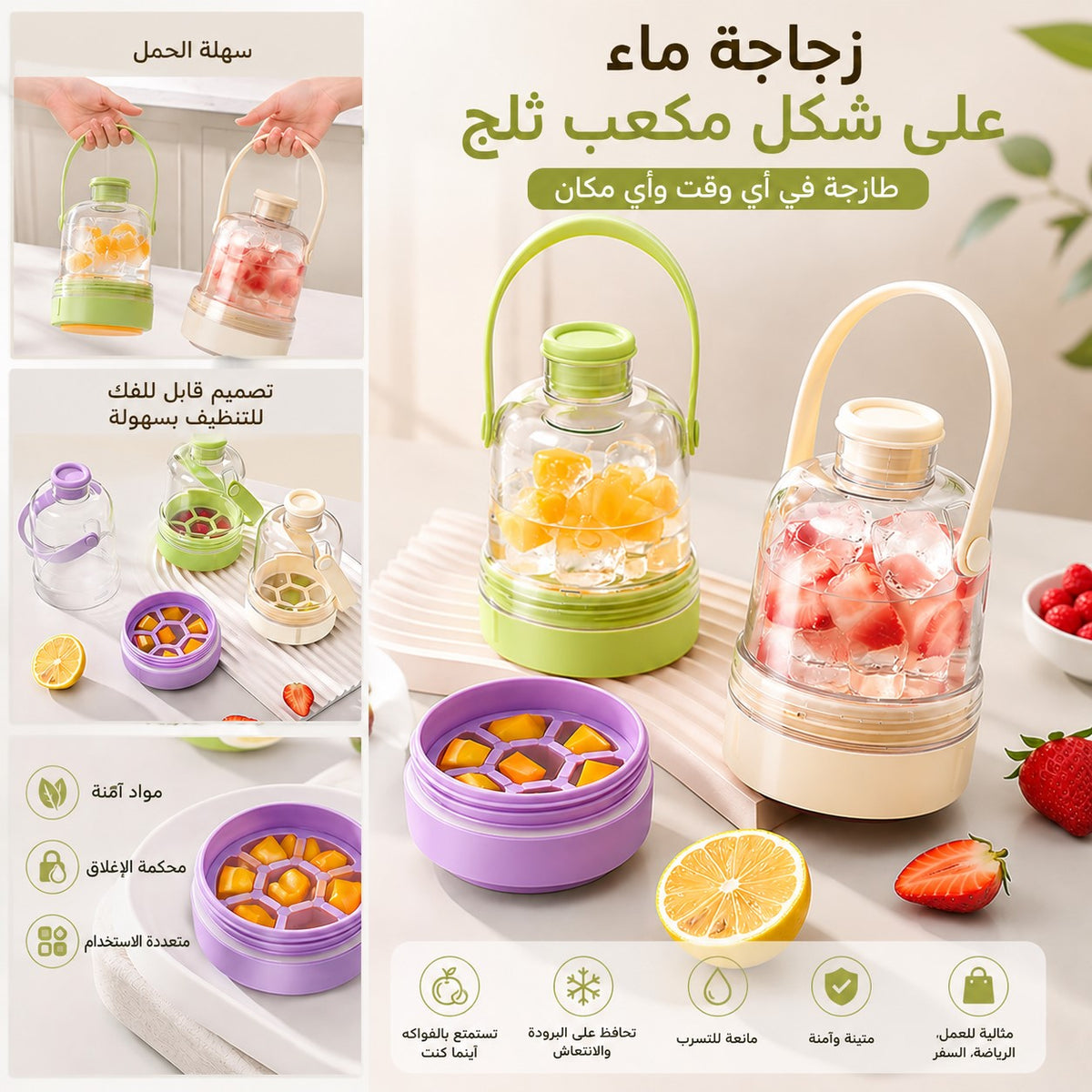 Bouteille d'eau زجاجة ماء على شكل مكعب ثلج