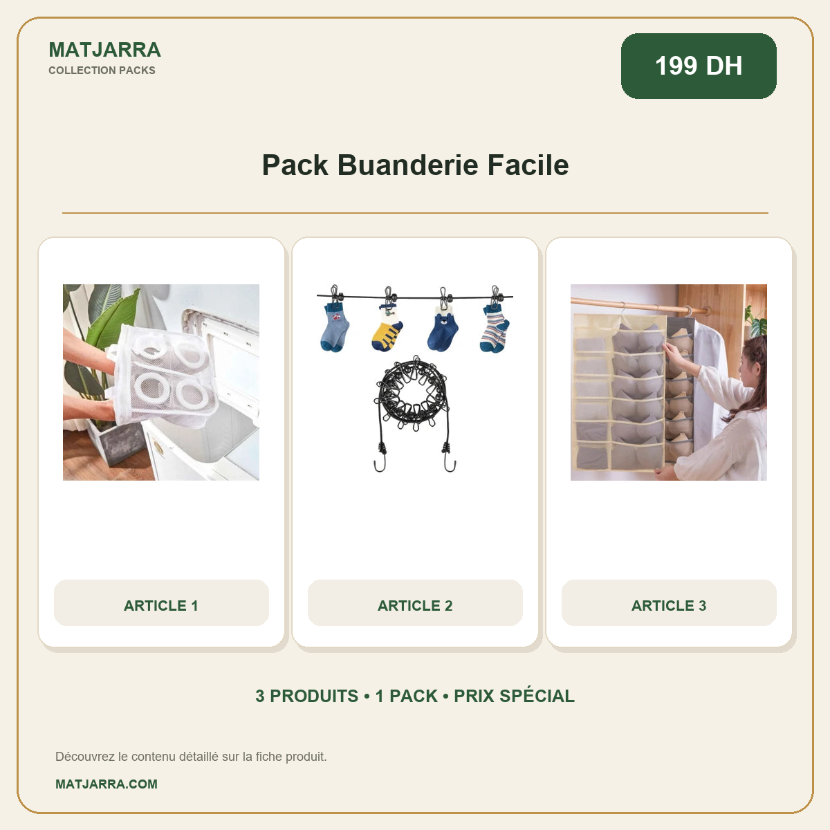 Pack Buanderie Facile, pack MATJARRA de 3 produits, prix 199 DH