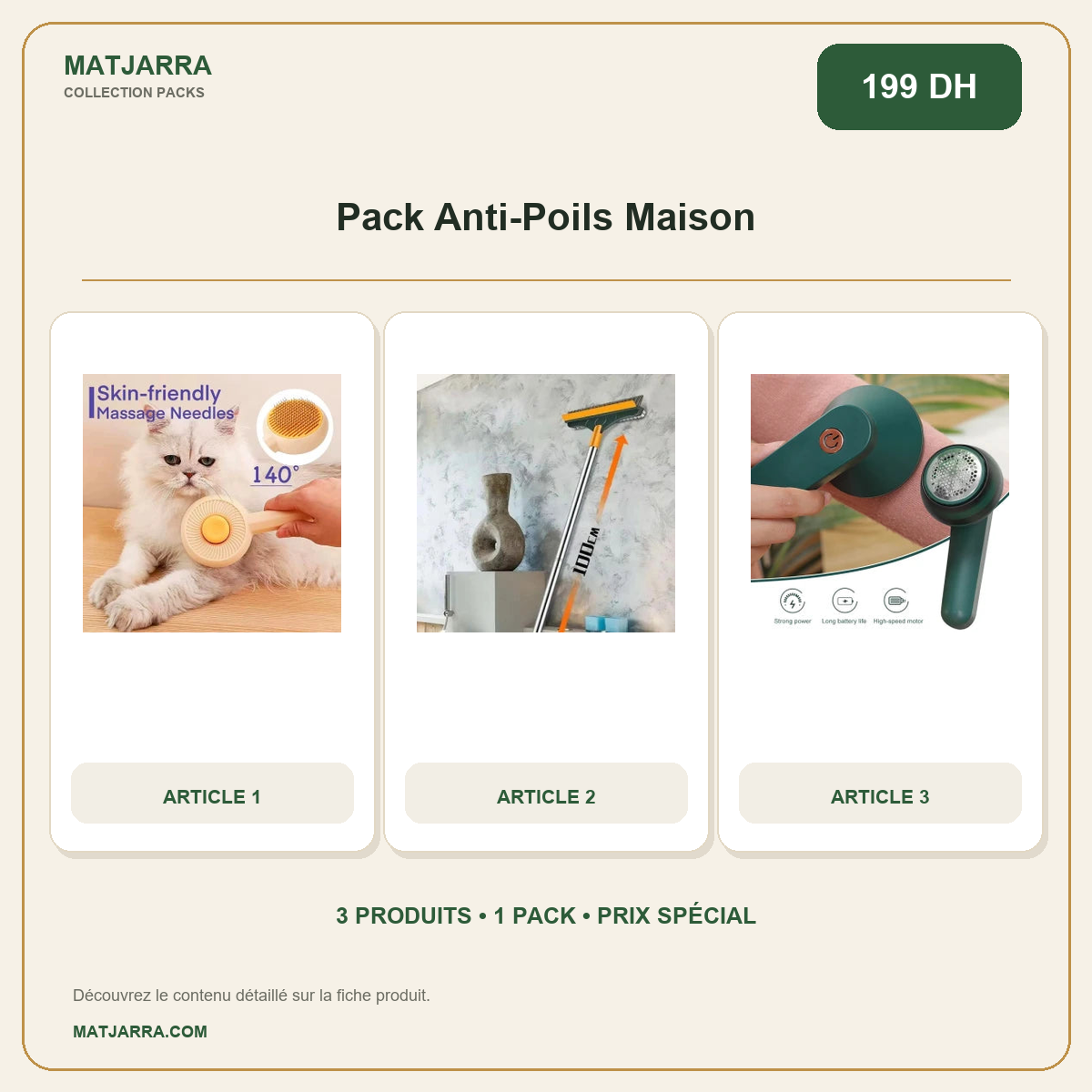 Pack Anti-Poils Maison, pack MATJARRA de 3 produits, prix 199 DH