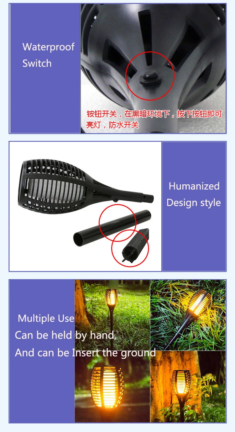 solar flame مصباح للحديقة