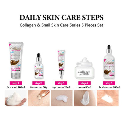 Snail Collagen Facial Skin Care مجموعة مستخلص الكولاجين من الحلزون