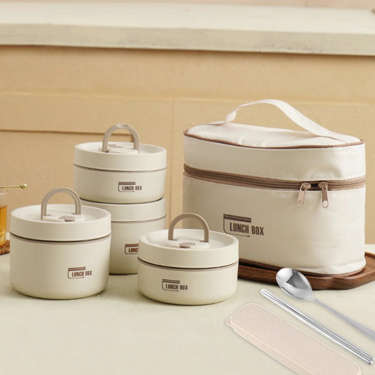 Ensemble 4 Boîtes à Lunch Isothermes avec Sac – Bento Repas