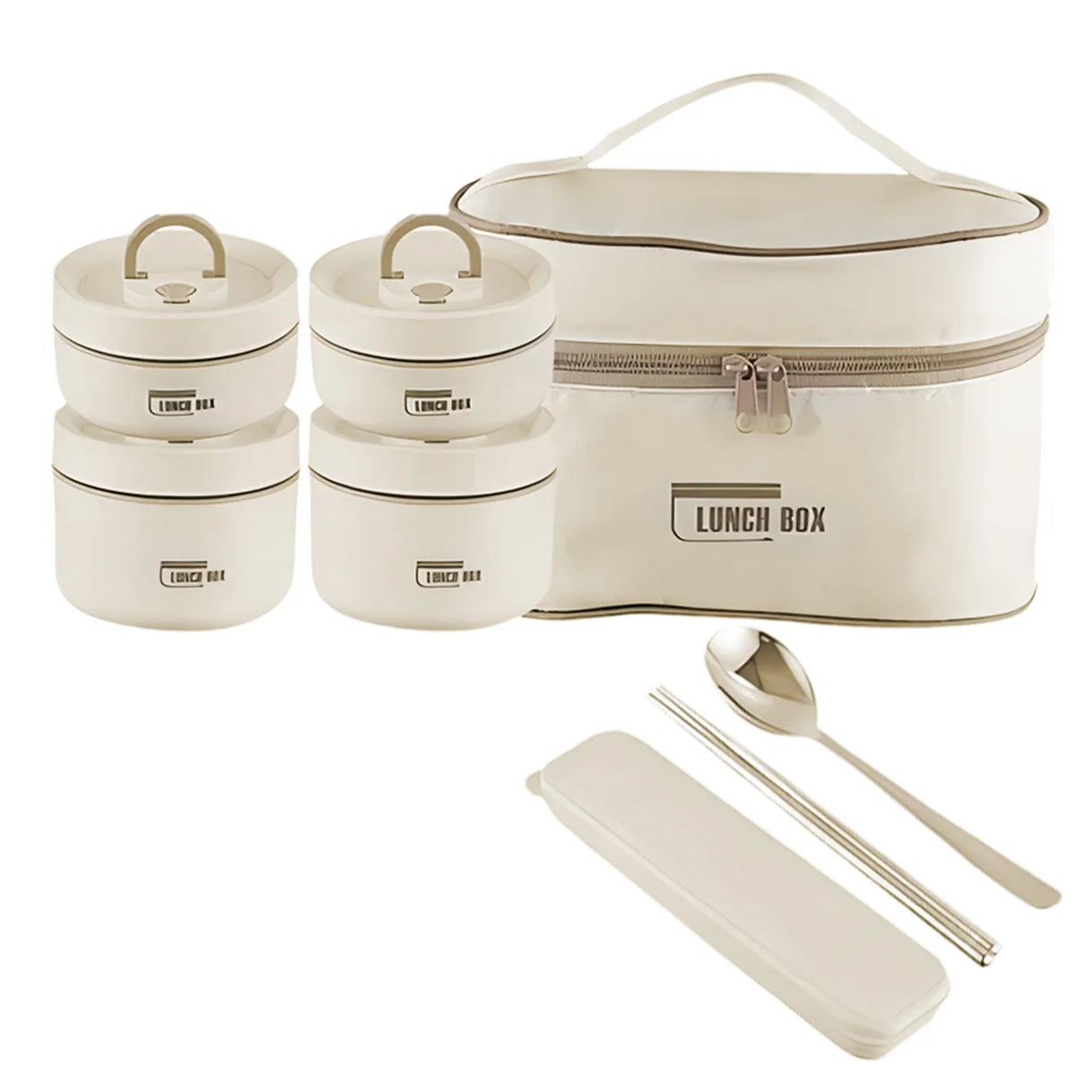 Ensemble 4 Boîtes à Lunch Isothermes avec Sac – Bento Repas