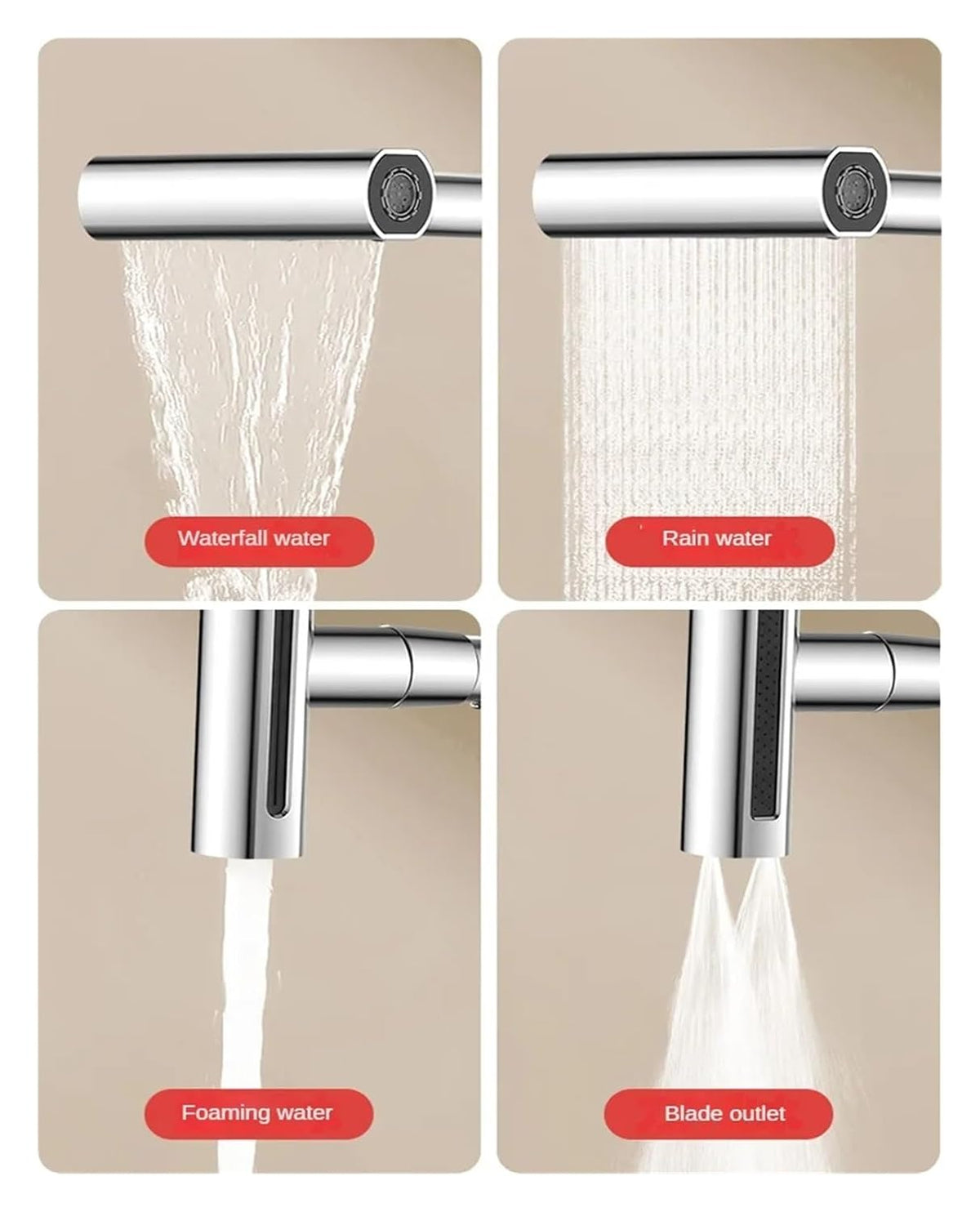 4-in-1 Faucet Head with Multiple Water Modes