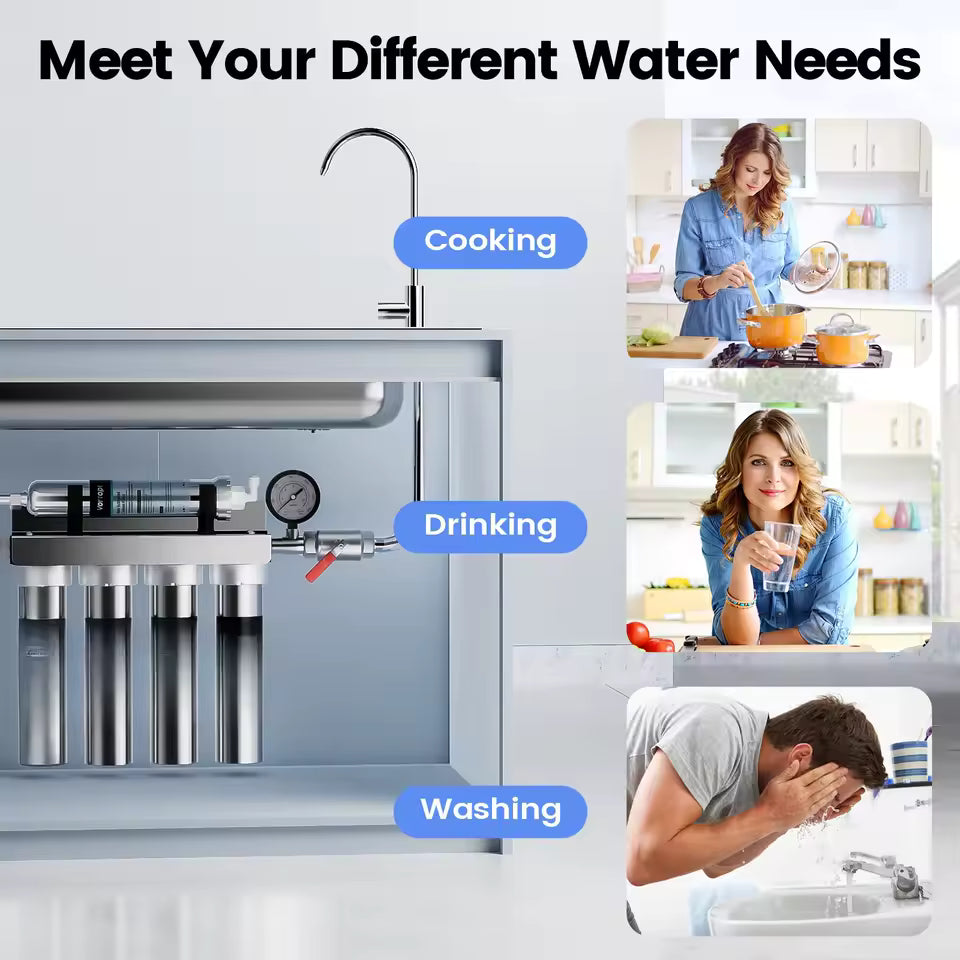 5 Stage Whole House Water Filter System – نظام فلترة المياه المنزلي بخمس مراحل مع غشاء من الستانلس ستيل