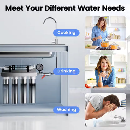 5 Stage Whole House Water Filter System – نظام فلترة المياه المنزلي بخمس مراحل مع غشاء من الستانلس ستيل