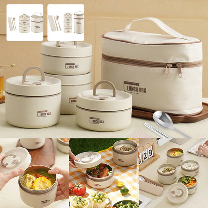 Ensemble 4 Boîtes à Lunch Isothermes avec Sac – Bento Repas