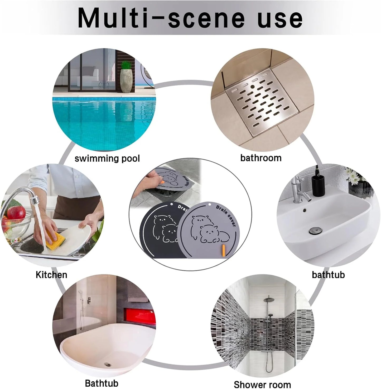 3 Couvercles de Drain en Silicone Anti-Cheveux – Filtre Évier & Douche