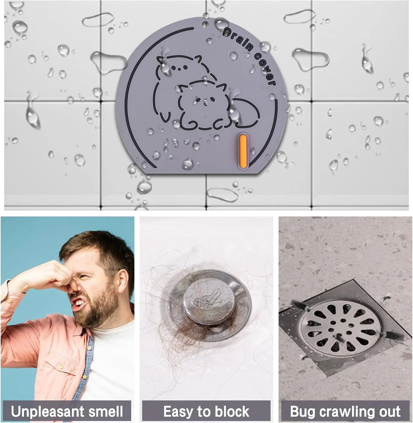 3 Couvercles de Drain en Silicone Anti-Cheveux – Filtre Évier & Douche