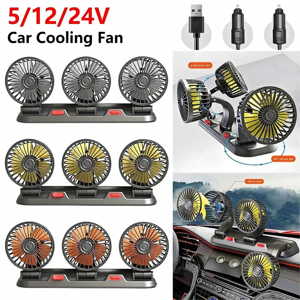 Ventilateur 3 têtesمبرد سيارة دوار بثلاثة رؤوس