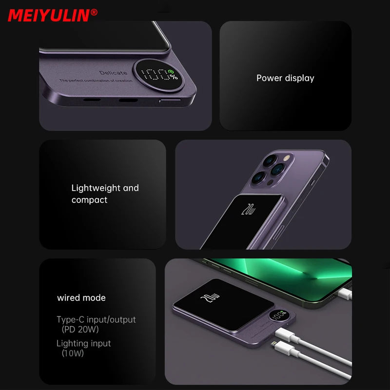 Batterie externe 20000mah شاحن لاسلكي قوة البنك