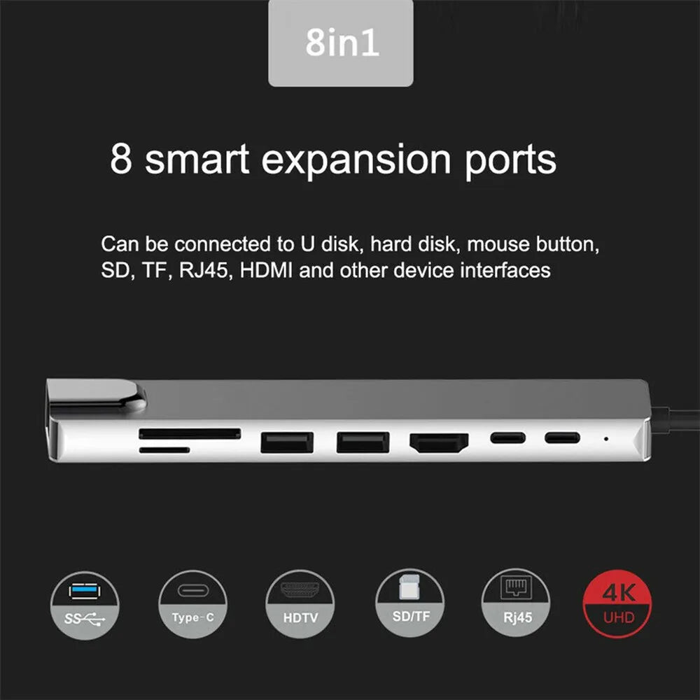Hub USB C 8 en 1 USB-C ثماني في واحد