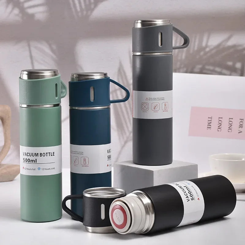 Thermos avec 3 tasses ترمس من الفولاذ المقاوم للصدأ