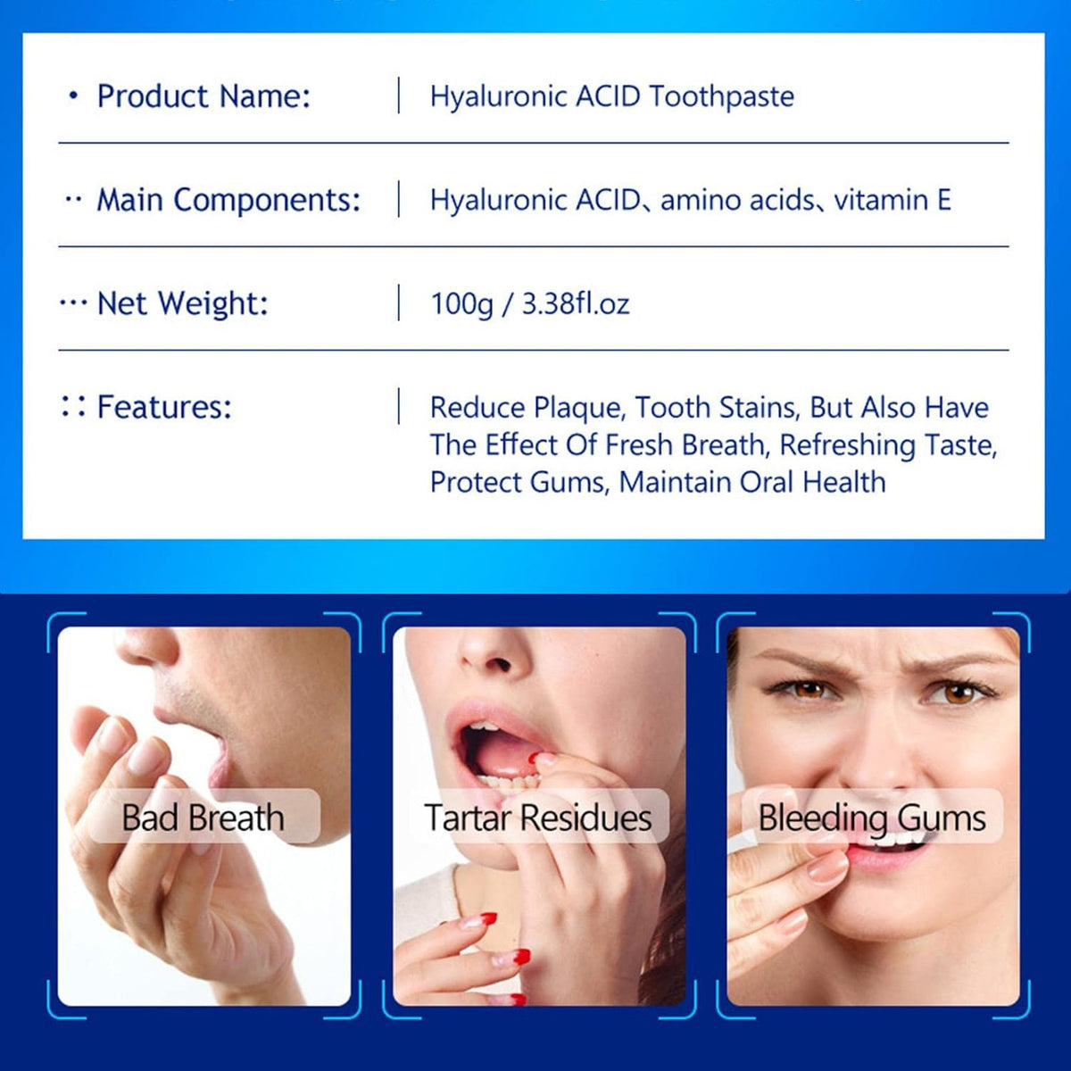 Hyaluronic ACID معجون اسنان بحمض الهيالورونيك لاسنان اكثر بياضًا