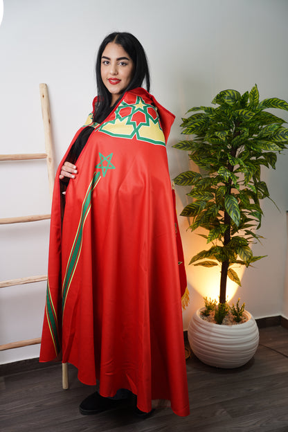 Selham Marocain Femme en Laine – Cape à Capuche Élégante & Chaleureuse