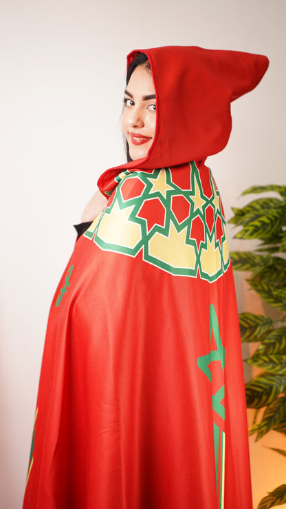 Selham Marocain Femme en Laine – Cape à Capuche Élégante & Chaleureuse