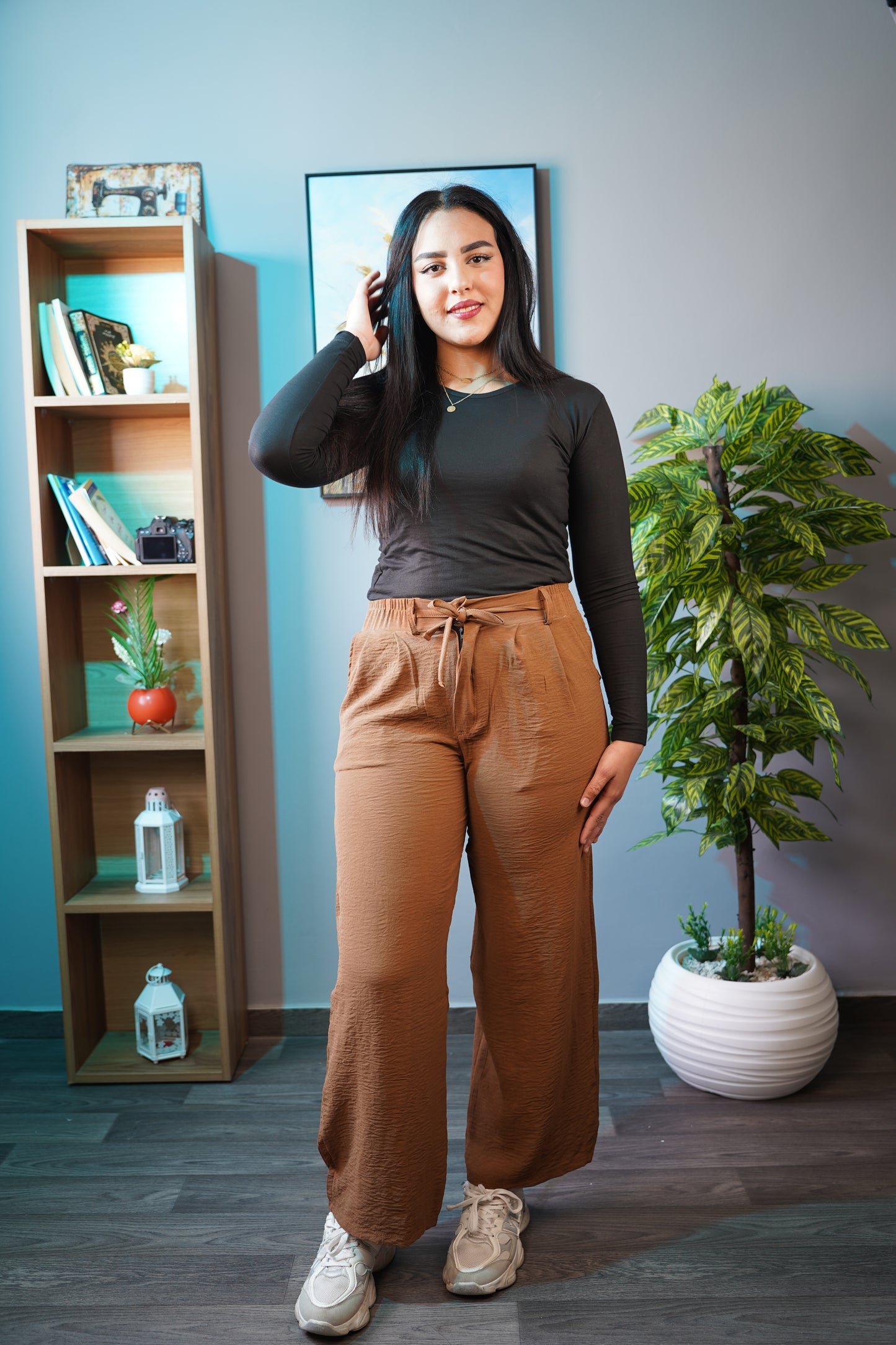 Pantalon Femme Premium en Crêpe Plissé – Élégant & Confortable