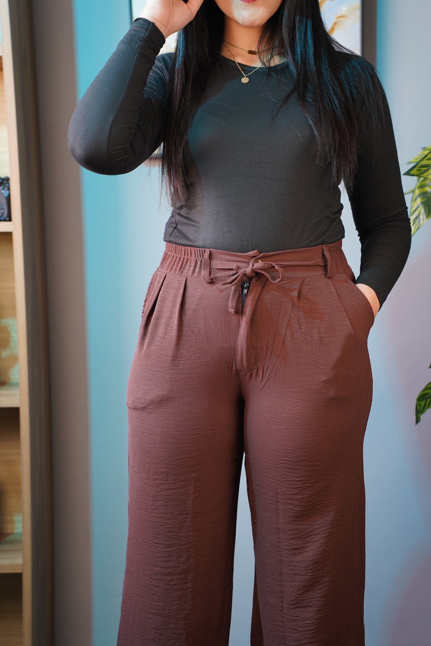 Pantalon Femme Premium en Crêpe Plissé – Élégant & Confortable