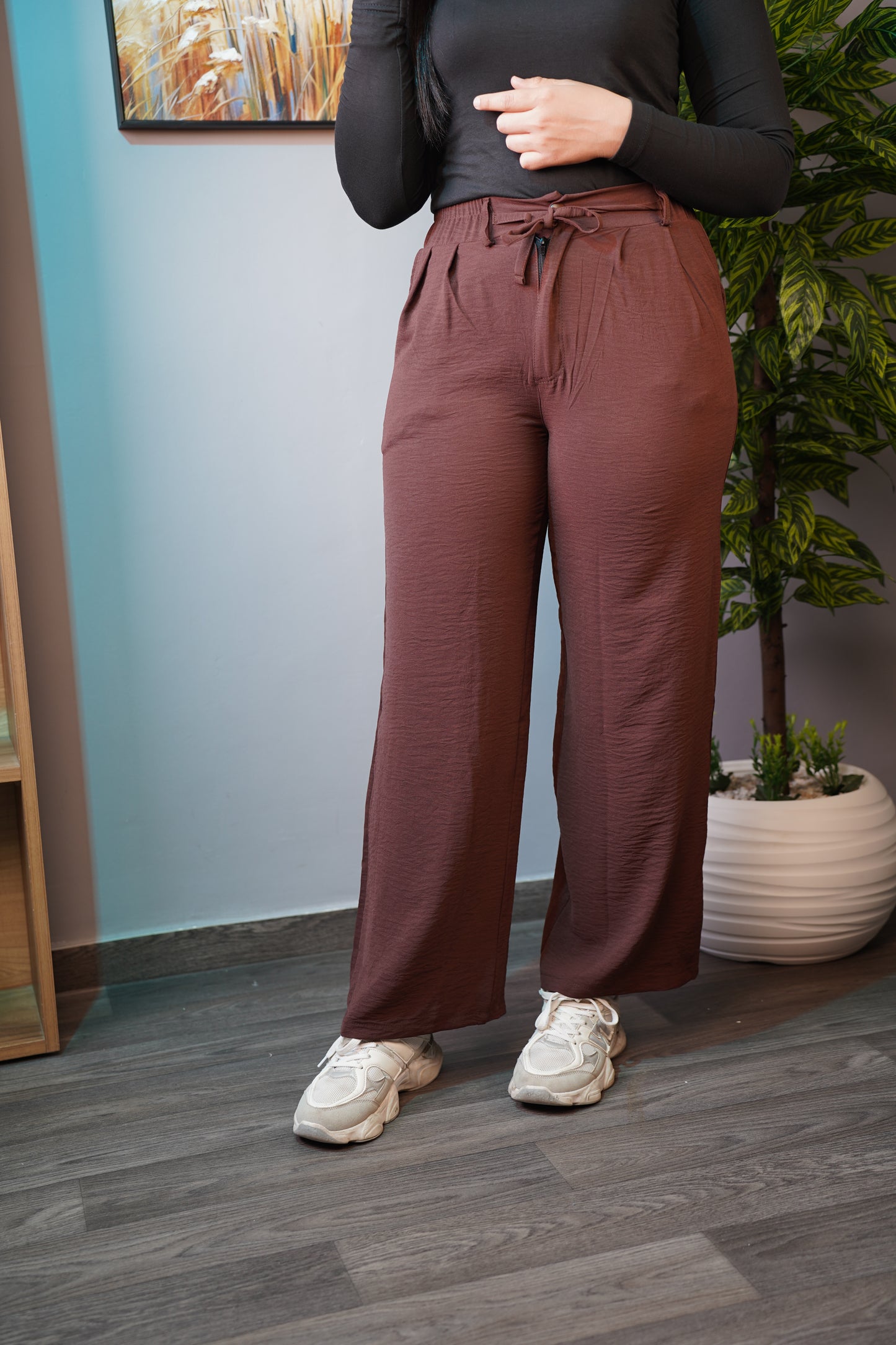 Pantalon Femme Premium en Crêpe Plissé – Élégant & Confortable