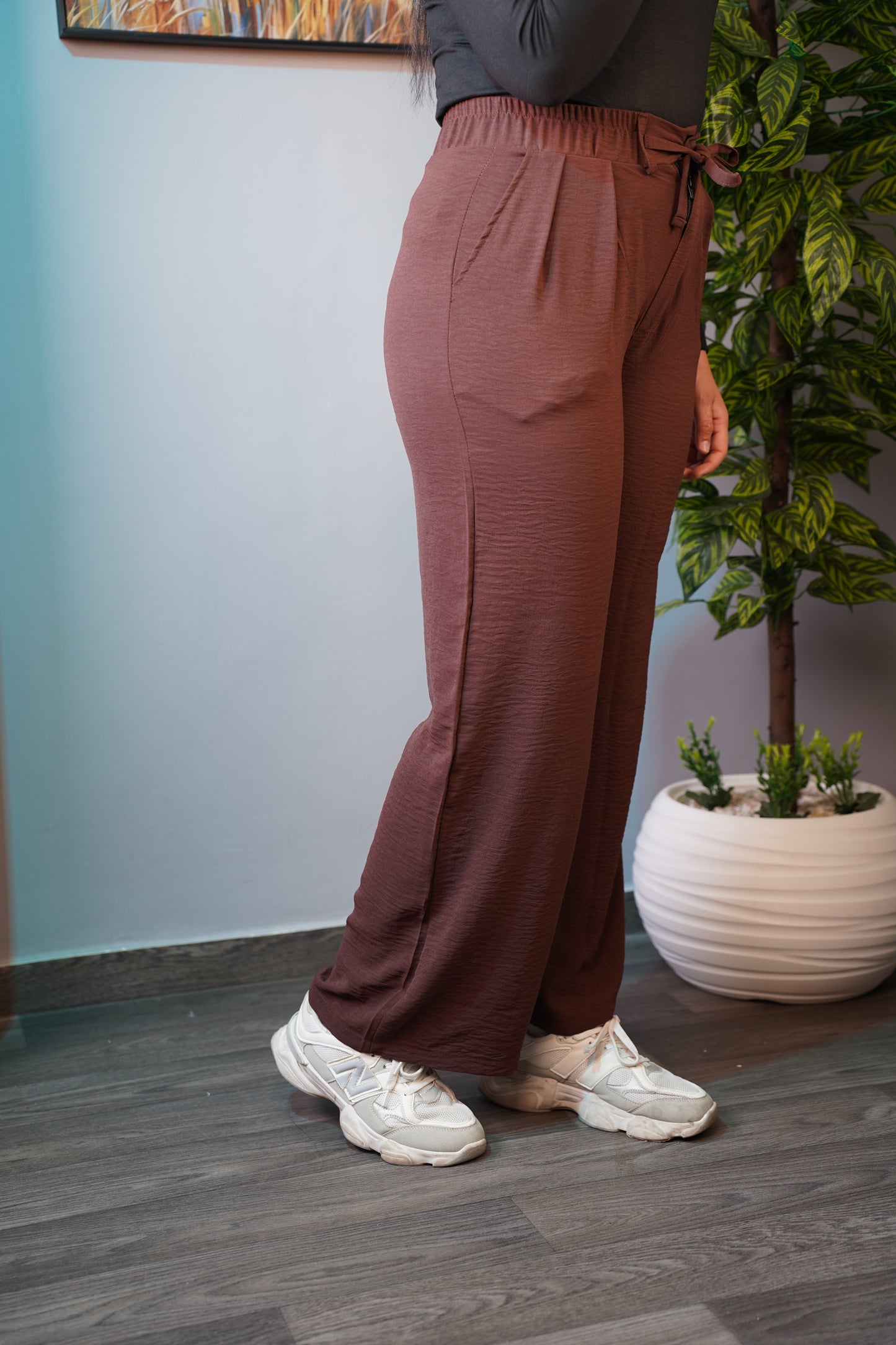 Pantalon Femme Premium en Crêpe Plissé – Élégant & Confortable