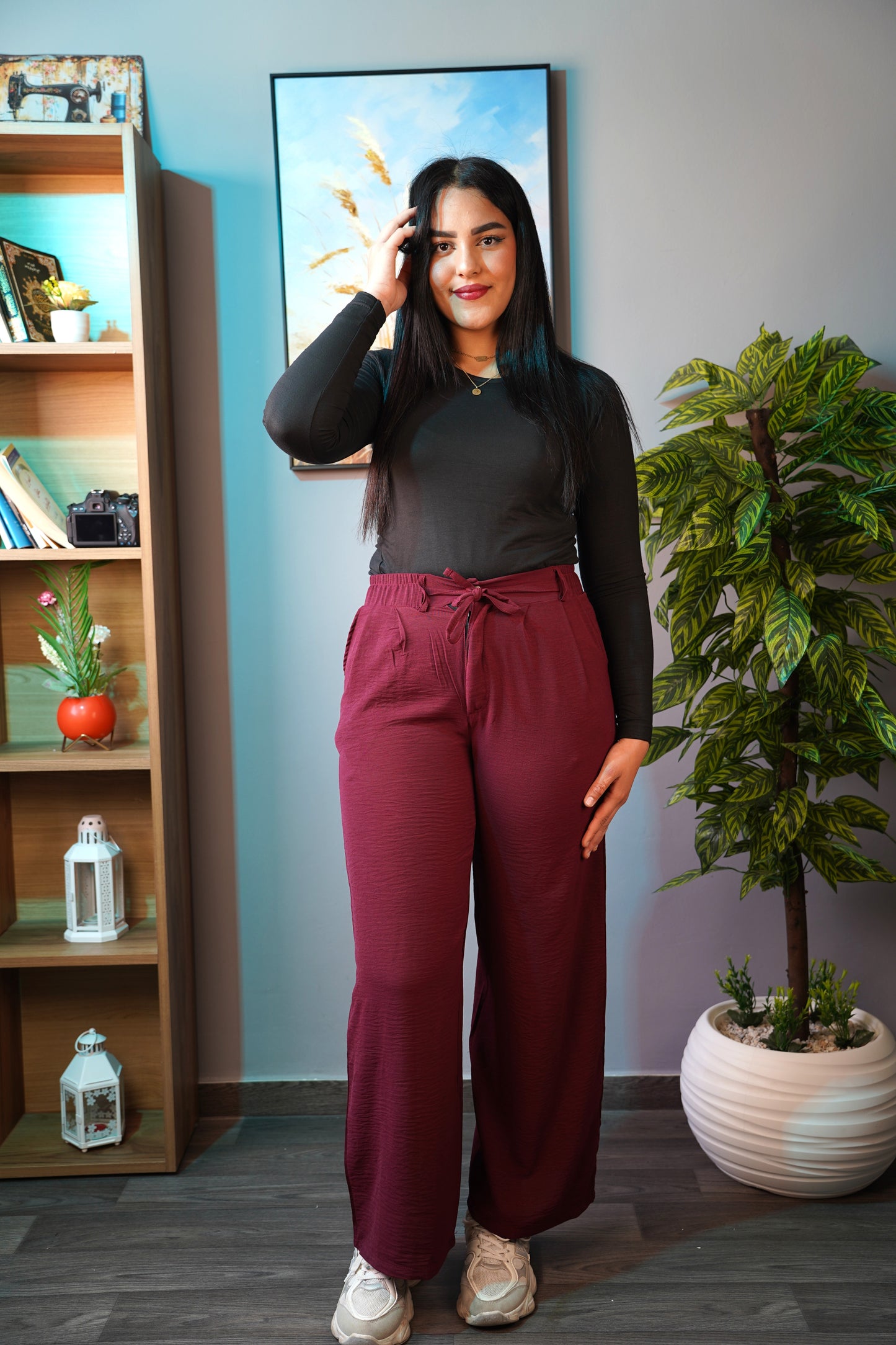 Pantalon Femme Premium en Crêpe Plissé – Élégant & Confortable