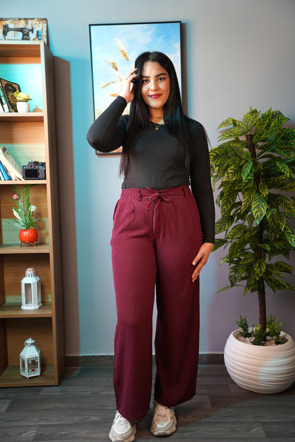 Pantalon Femme Premium en Crêpe Plissé – Élégant & Confortable