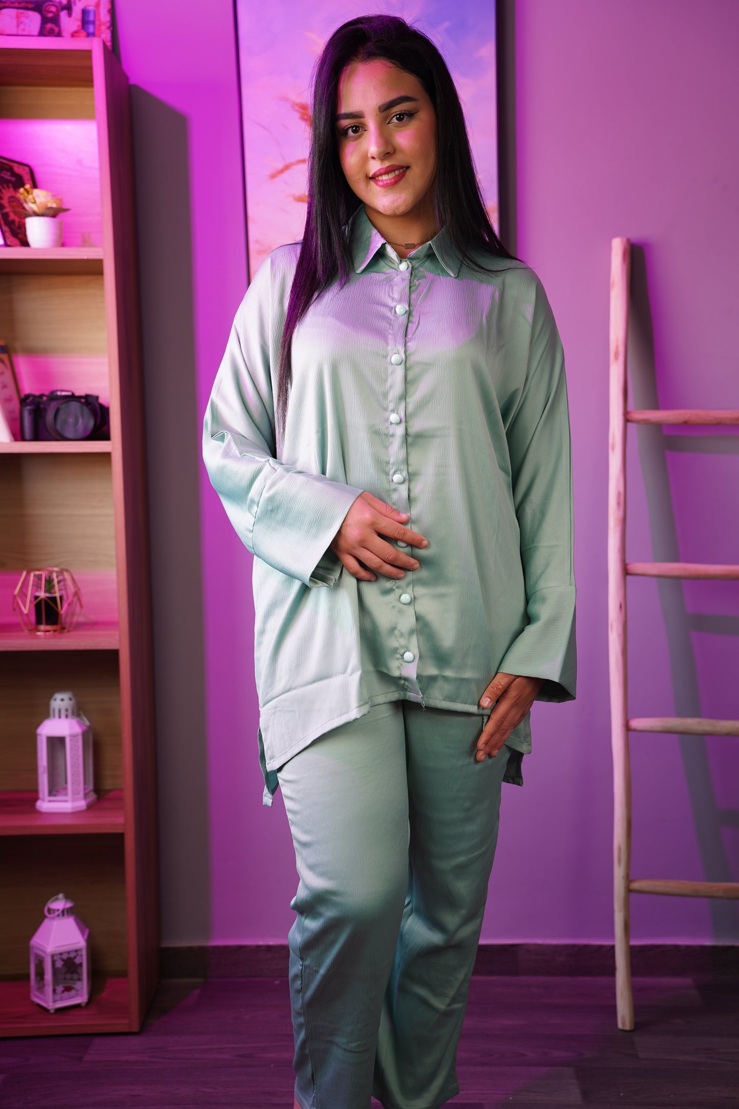 Ensemble Femme en Satin – Chemise & Pantalon Élégants
