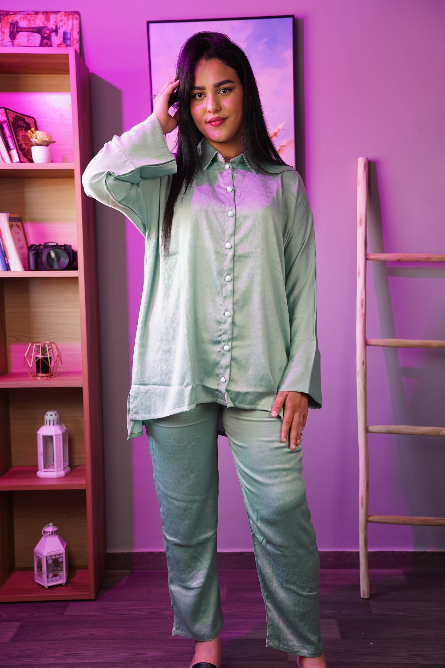 Ensemble Femme en Satin – Chemise & Pantalon Élégants