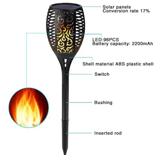 solar flame مصباح للحديقة