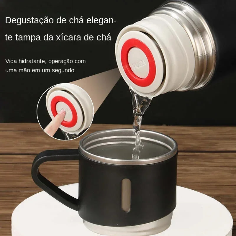 Thermos avec 3 tasses ترمس من الفولاذ المقاوم للصدأ
