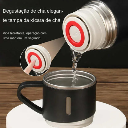Thermos avec 3 tasses ترمس من الفولاذ المقاوم للصدأ