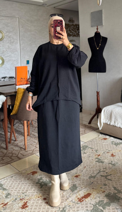 Ensemble Femme Jupe & Haut en Tissu Moutonné – Élégant & Tendance