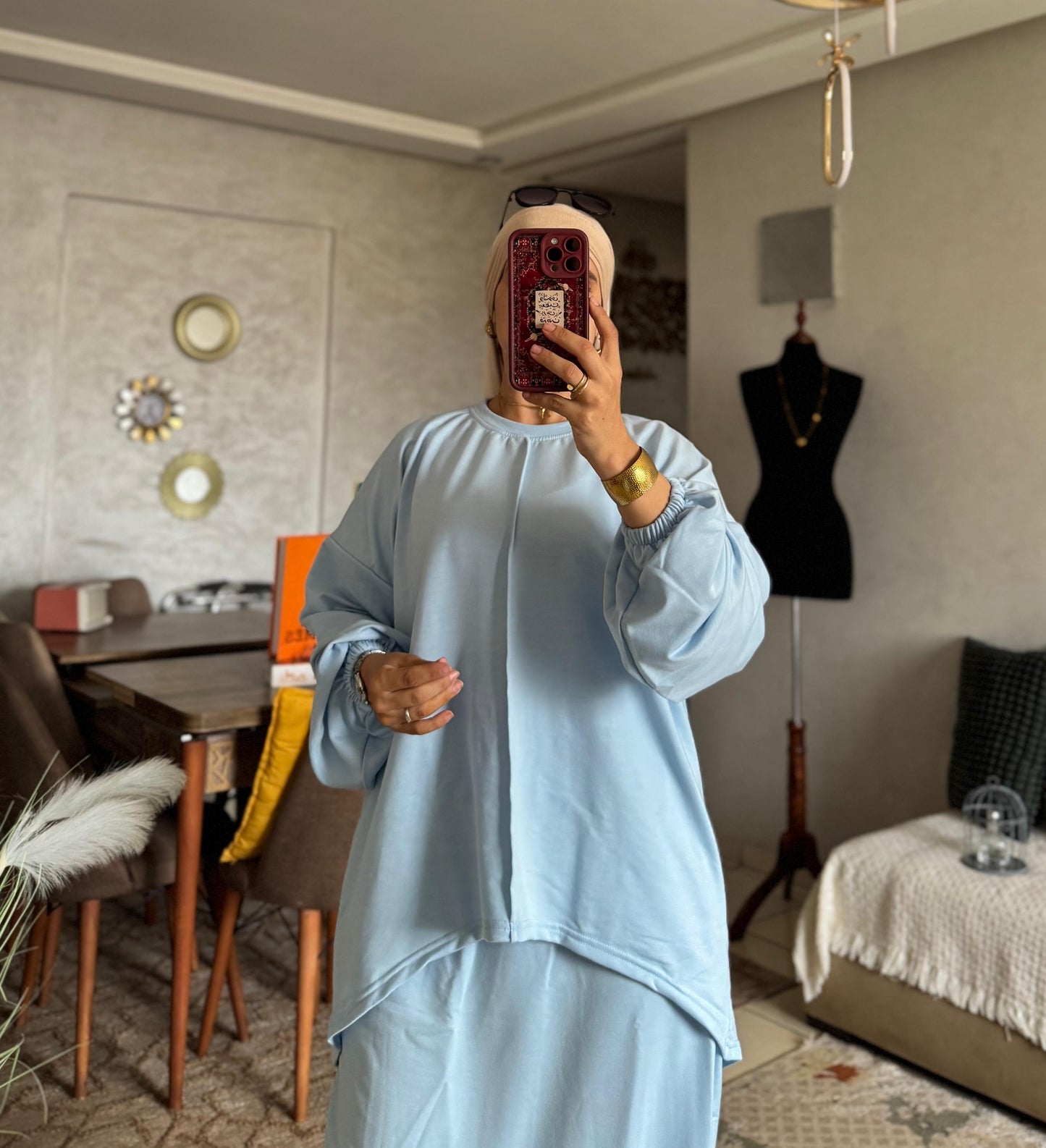Ensemble Femme Jupe & Haut en Tissu Moutonné – Élégant & Tendance