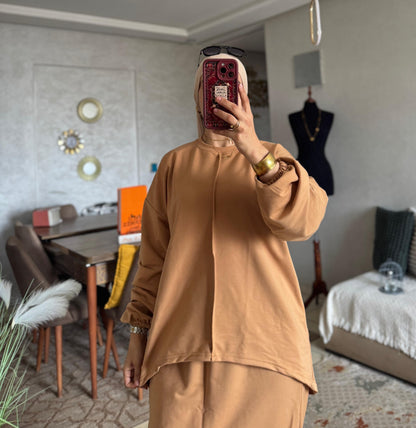 Ensemble Femme Jupe & Haut en Tissu Moutonné – Élégant & Tendance