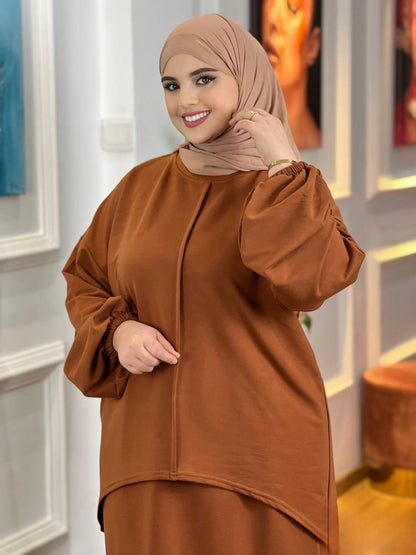 Ensemble Femme Jupe & Haut en Tissu Moutonné – Élégant & Tendance