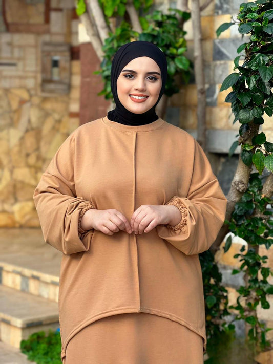 Ensemble Femme Jupe & Haut en Tissu Moutonné – Élégant & Tendance