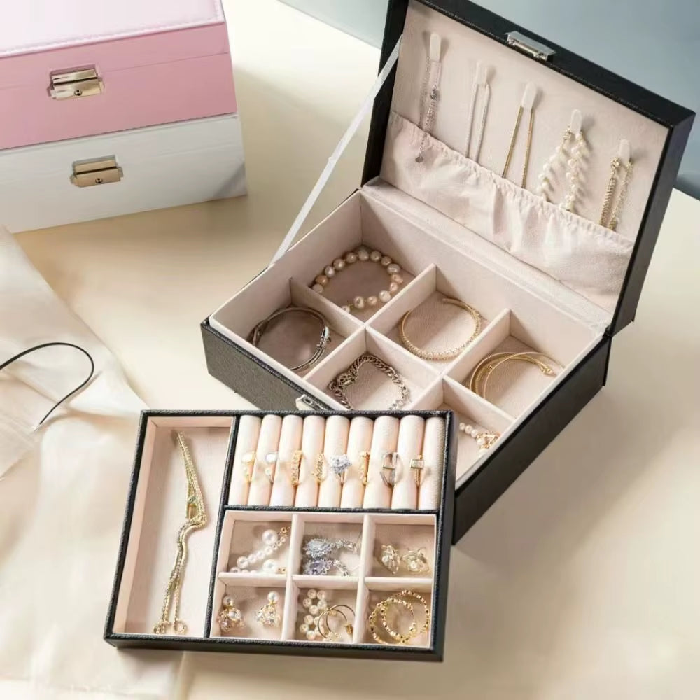Boîte à bijoux à double compartiment علبة مجوهرات مزدوجة الطبقات