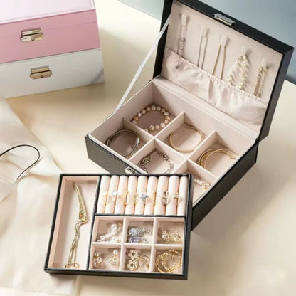 Boîte à bijoux à double compartiment علبة مجوهرات مزدوجة الطبقات