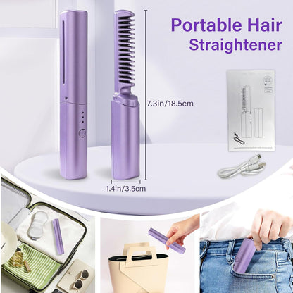 Mini lisseur à Cheveux فرشاة تمليس شعر لاسلكية 2 في 1،