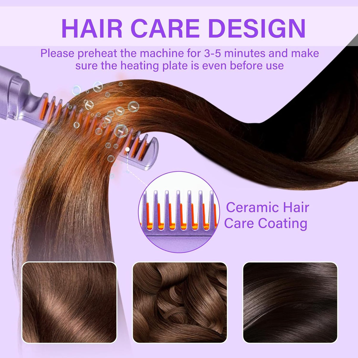 Mini lisseur à Cheveux فرشاة تمليس شعر لاسلكية 2 في 1،