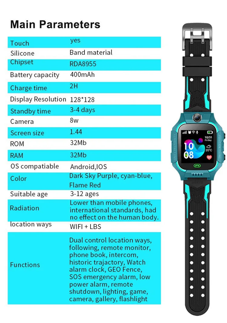Smart Watch for Kids ساعة ذكية للأطفال مقاومة للماء