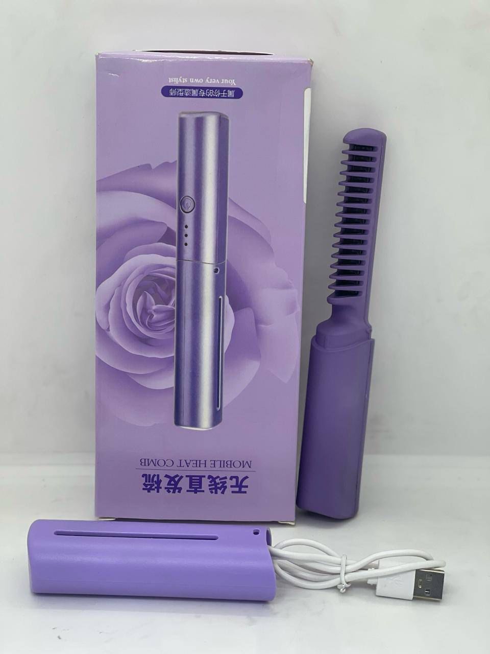 Mini lisseur à Cheveux فرشاة تمليس شعر لاسلكية 2 في 1،