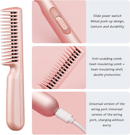 Peigne à lisser les cheveux فرشاة مشط حرارية قابلة لإعادة الشحن