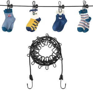 حبل غسيل مرن محمول بمشابك - Corde à linge élastique portable avec pinces