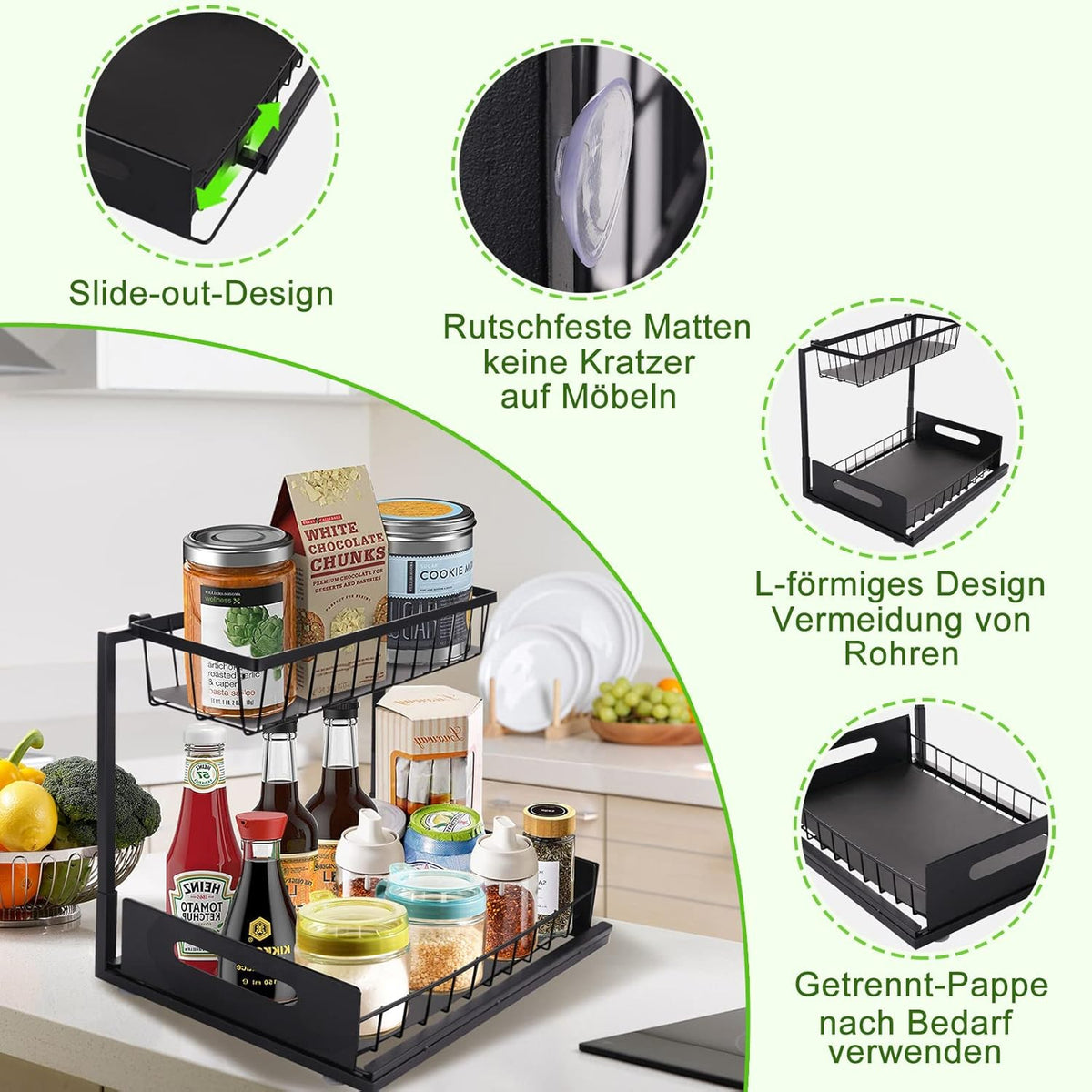 Cabinet Sink Rack Organizer منظم حوض الخزانة،