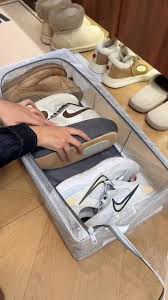 organisateurs de chaussures صندوق أحذية بلاستيكي شفاف قابل للتكديس