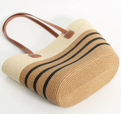 Sac de plage en paille حقيبة شاطئ مع قبعة