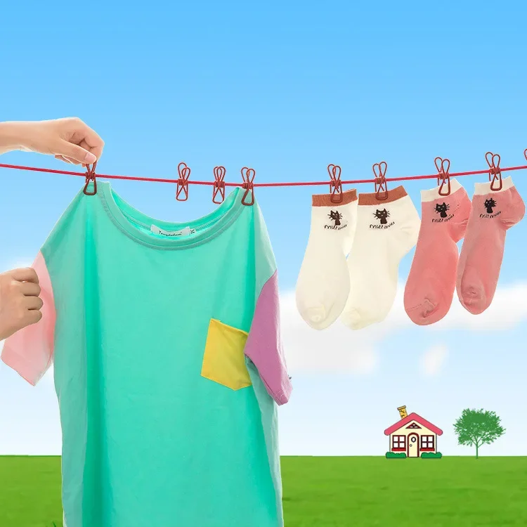 حبل غسيل مرن محمول بمشابك - Corde à linge élastique portable avec pinces